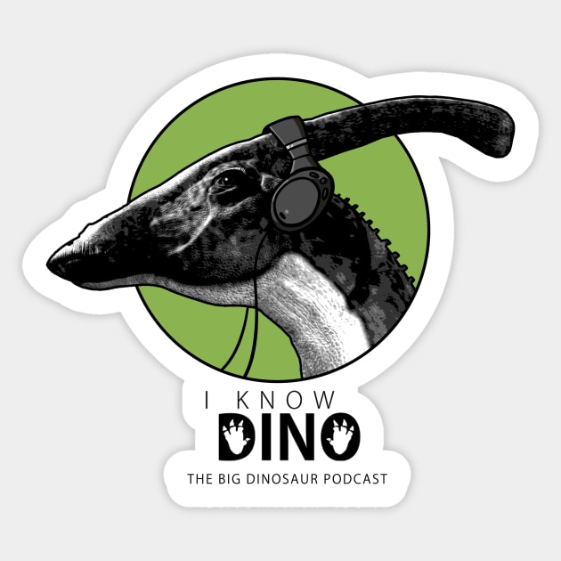 Parasaurolophus Headphones - Light Sticker by I Know Dino